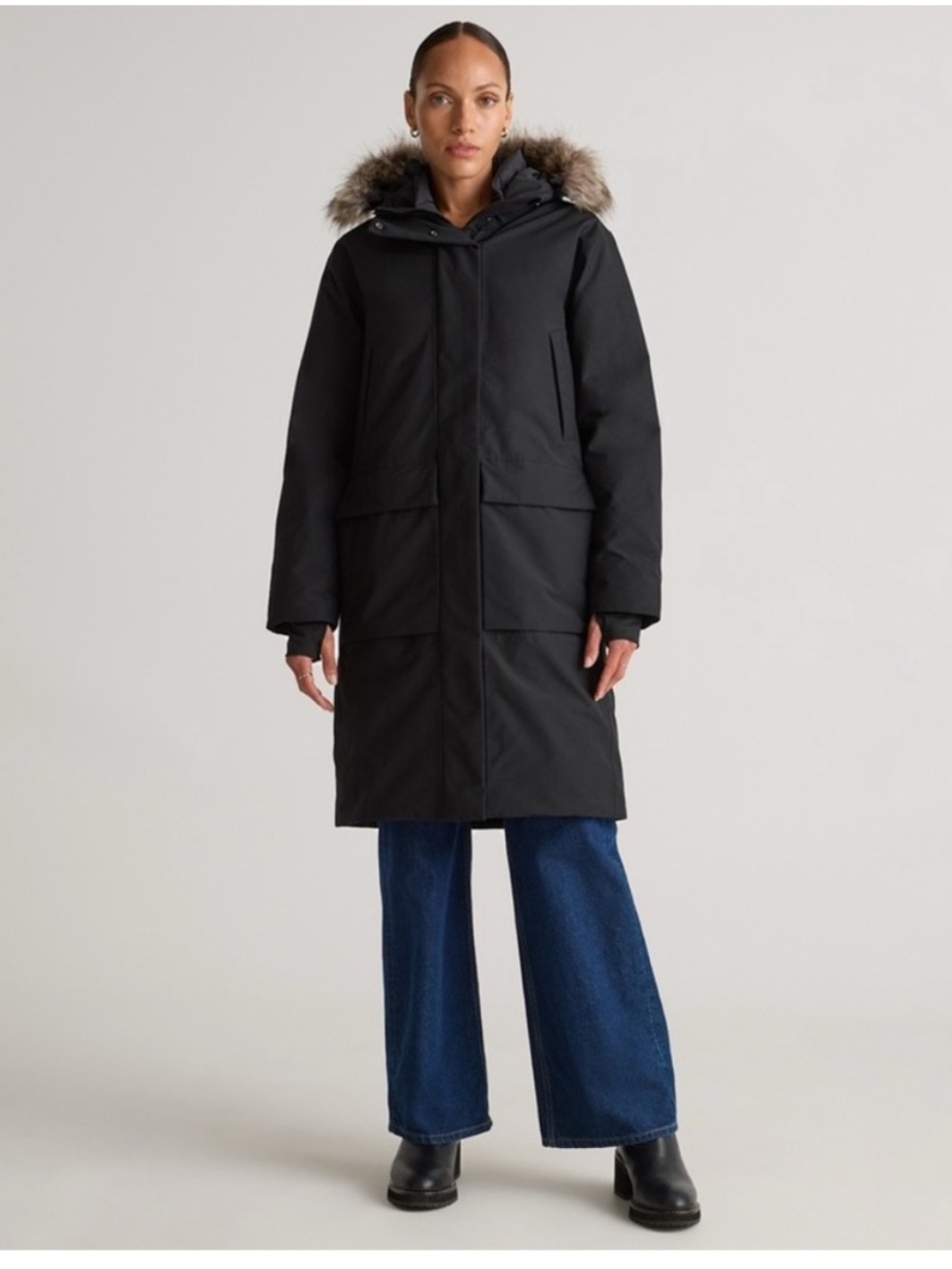 Quince Responsible Down Hooded Long Parka size small NWT